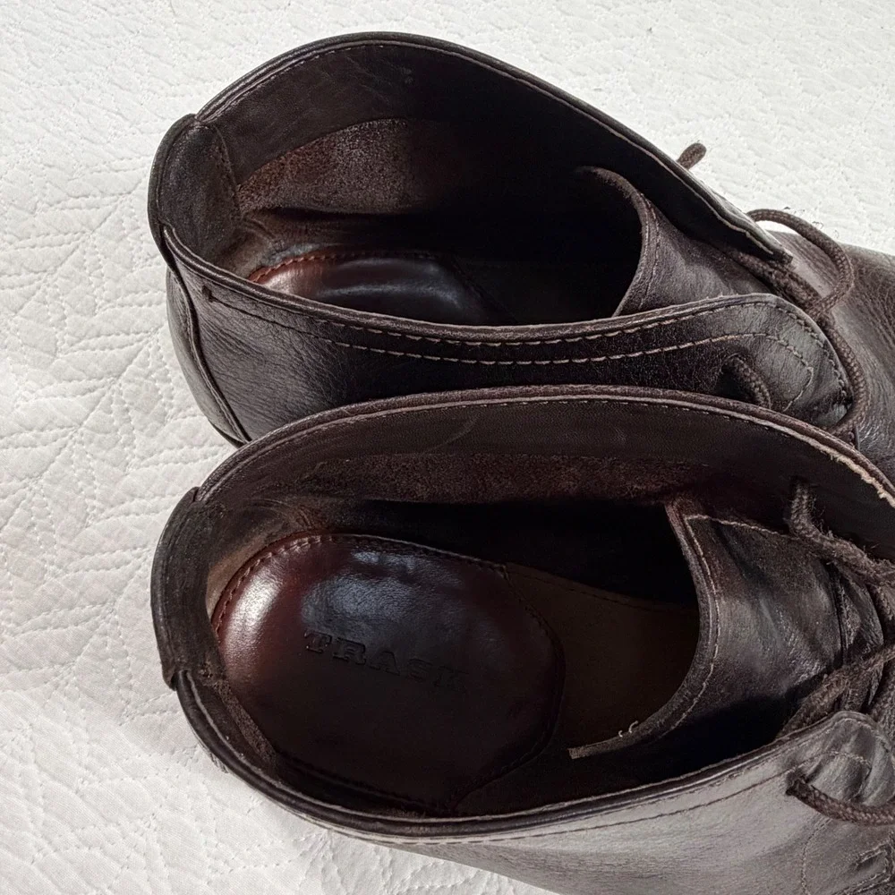 Trask Chukka Boots Mens 12M Dark Brown Leather Core Aesthetic EUC 30-2162‎